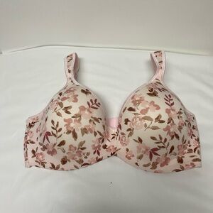 Delta Burke Floral Pink Bra Underwire Back Closure Size 40D